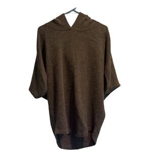 Zoria Sweater Womens Medium Brown Hooded Short Sleeve Cozy Comfort
